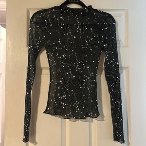 Star print mesh long sleeve